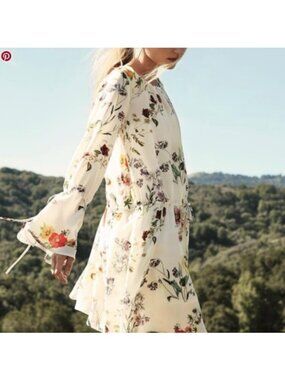Amour Vert Clover Floral Print Silk dress Small